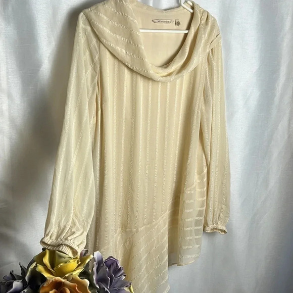 SOFT SURROUNDINGS tunic women L,cream layered silky chiffon ,boho,cottagecore, - Picture 4 of 10